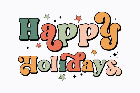 Happy Holidays Retro Christmas Svg